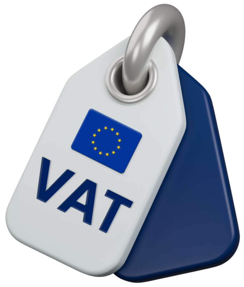 Key chain with EU flag and VAT labelled