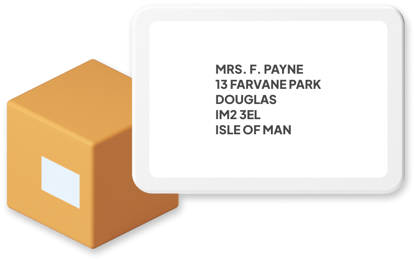 Isle of Man parcel with address
