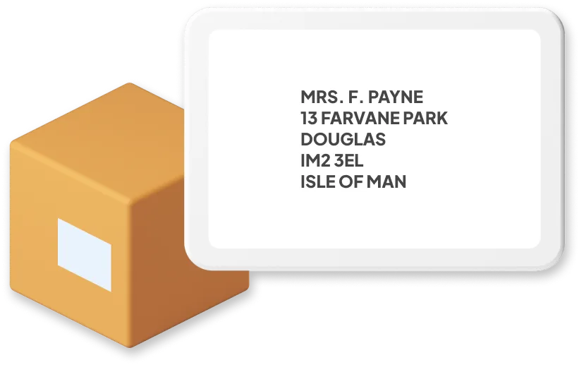 Isle of Man parcel with address