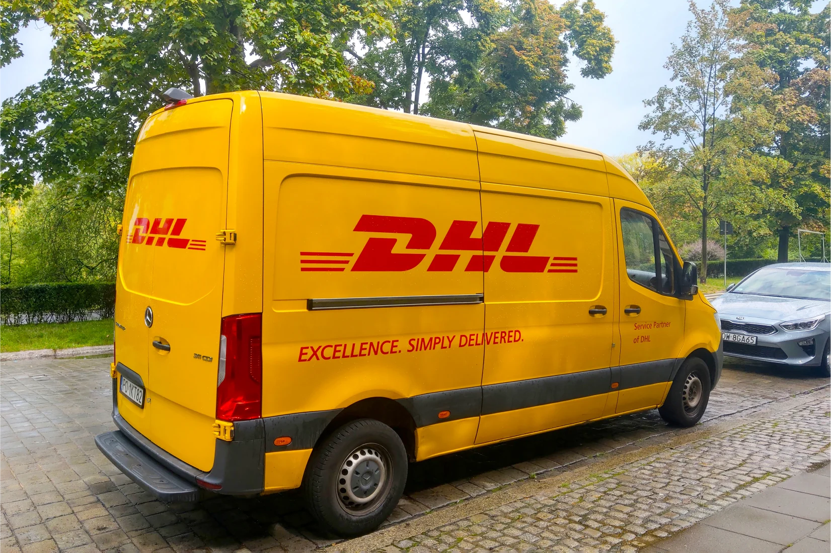 Parked DHL delivery van