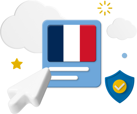 French flag with cursor and icons