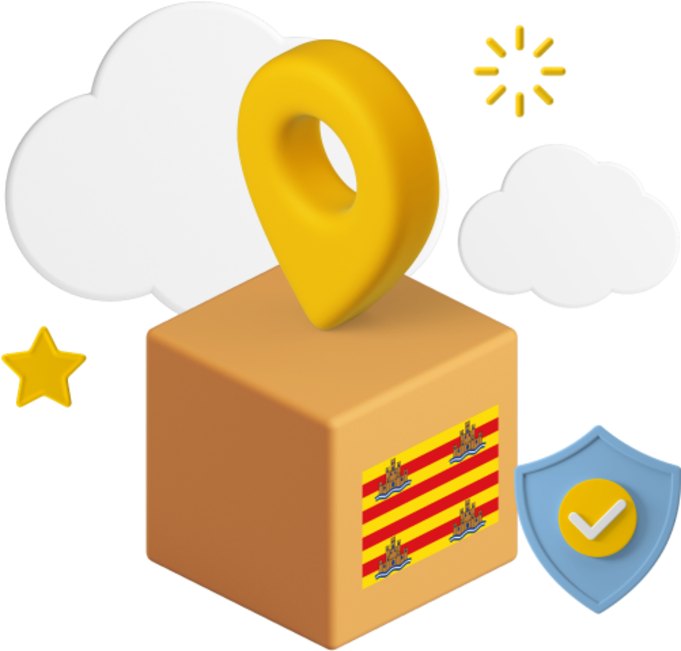 Ibiza flag on parcel graphic