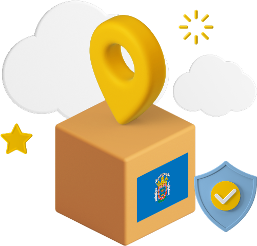 Melilla flag on parcel box graphic