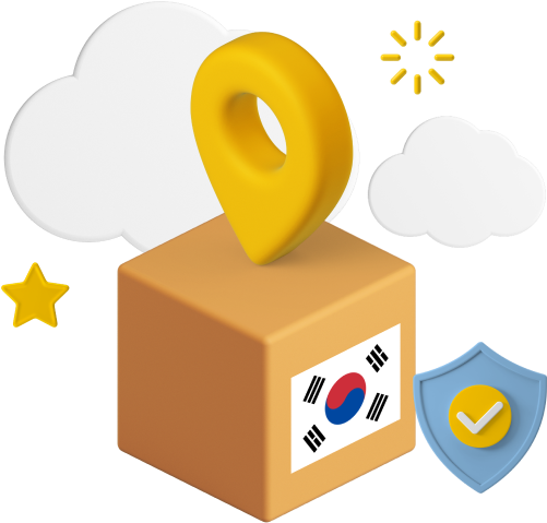 South Korea parcel with icons