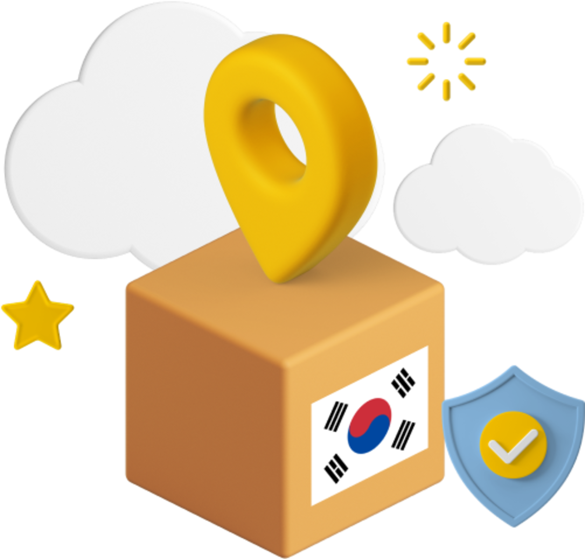 South Korea parcel with icons