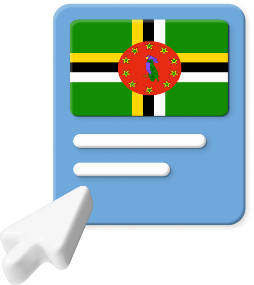 Dominica flag on webpage graphic