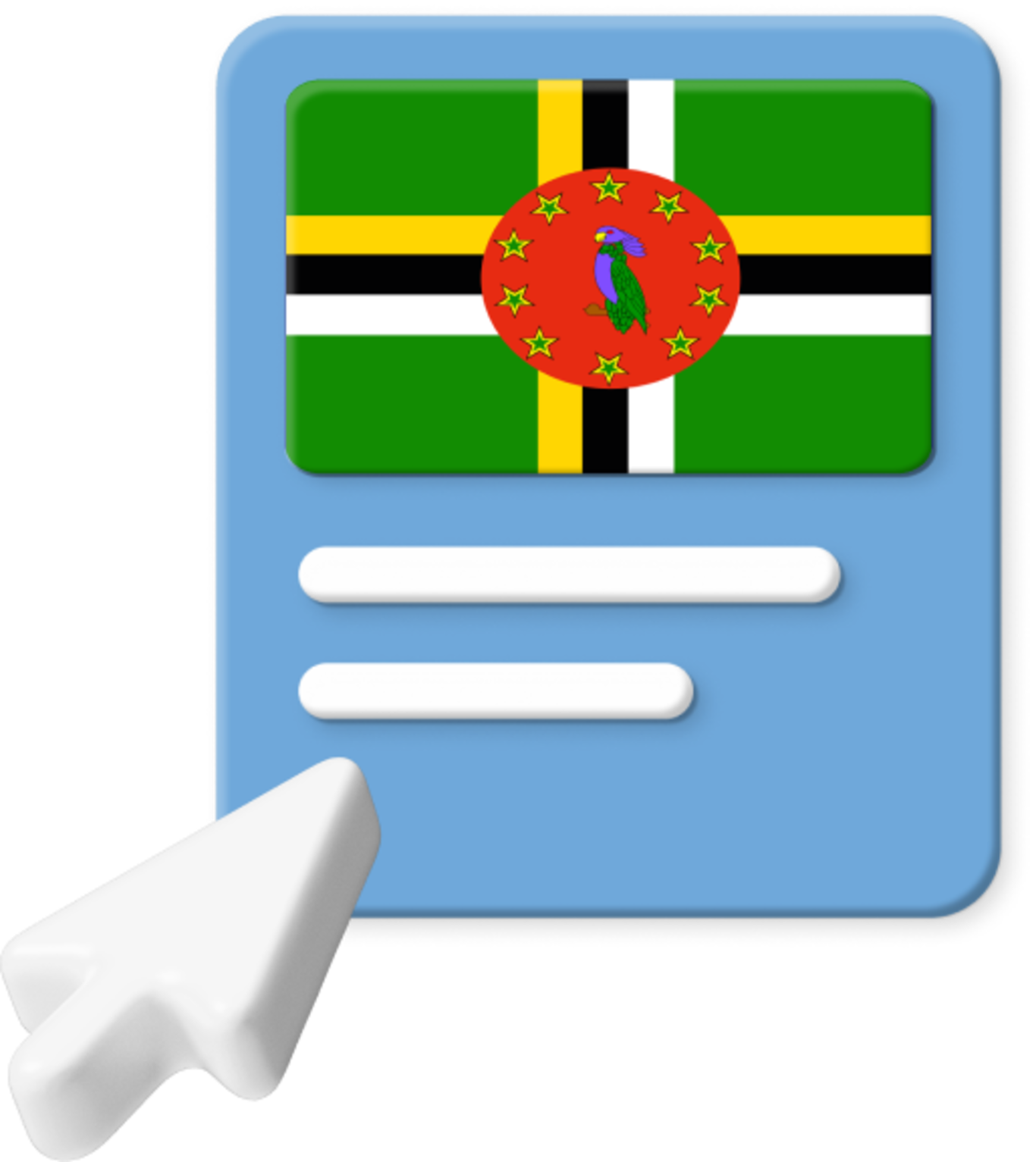 Dominica flag on webpage graphic