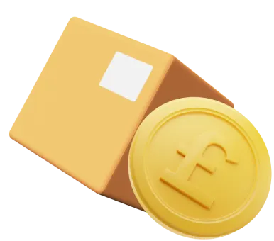 Animated box alongside large gold coin 