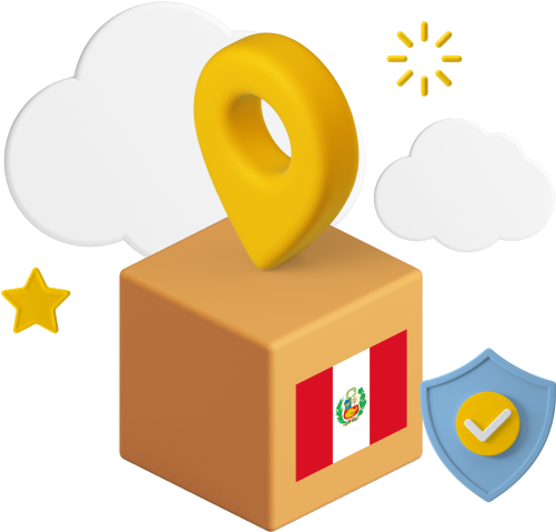 Peru flag on box with large location icon