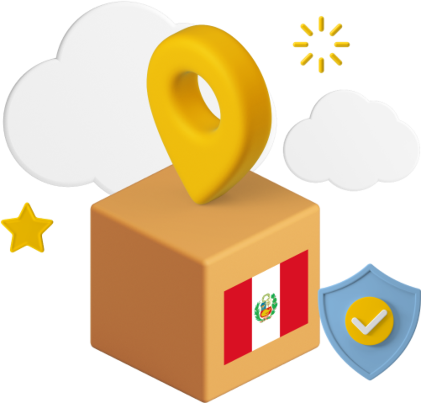 Peru flag on box with large location icon