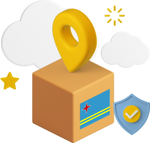Aruba flag on parcel box graphic