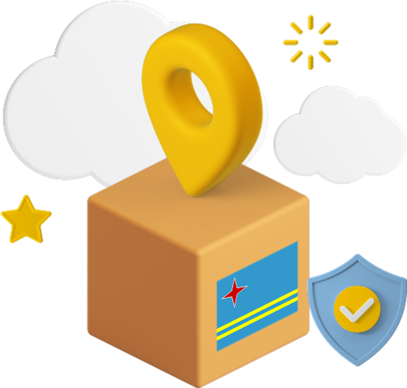 Aruba flag on parcel box graphic