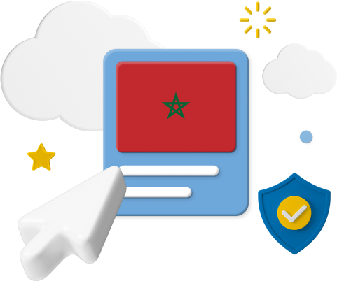 Moroccan flag with cursor and icons 