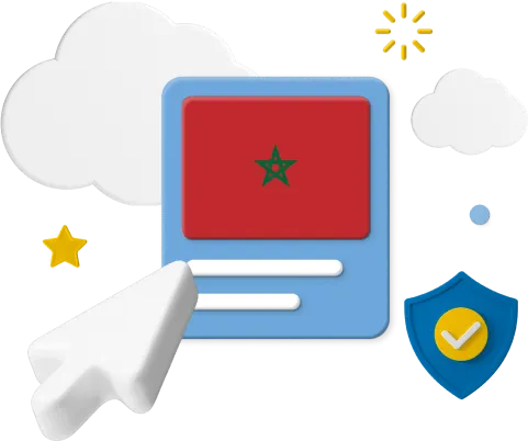 Moroccan flag with cursor and icons