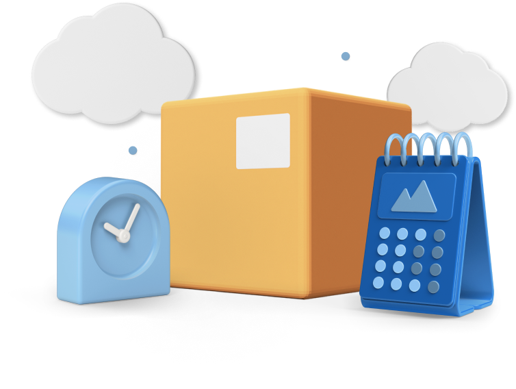 Box with animated calendar and clock icons