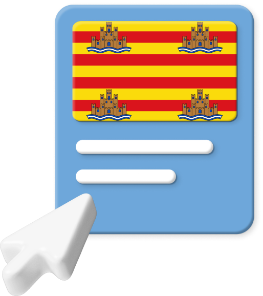 Ibiza flag on box with cursor graphic