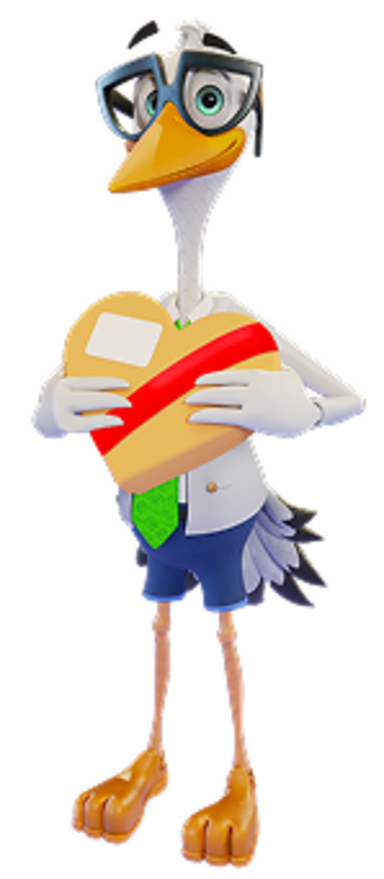 Sven Storkofferson, holding a heart-shaped box of chocolates