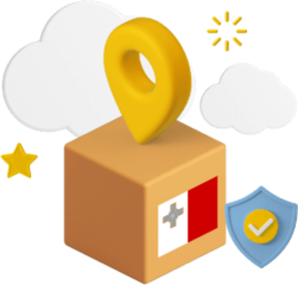 Box with Maltese flag on