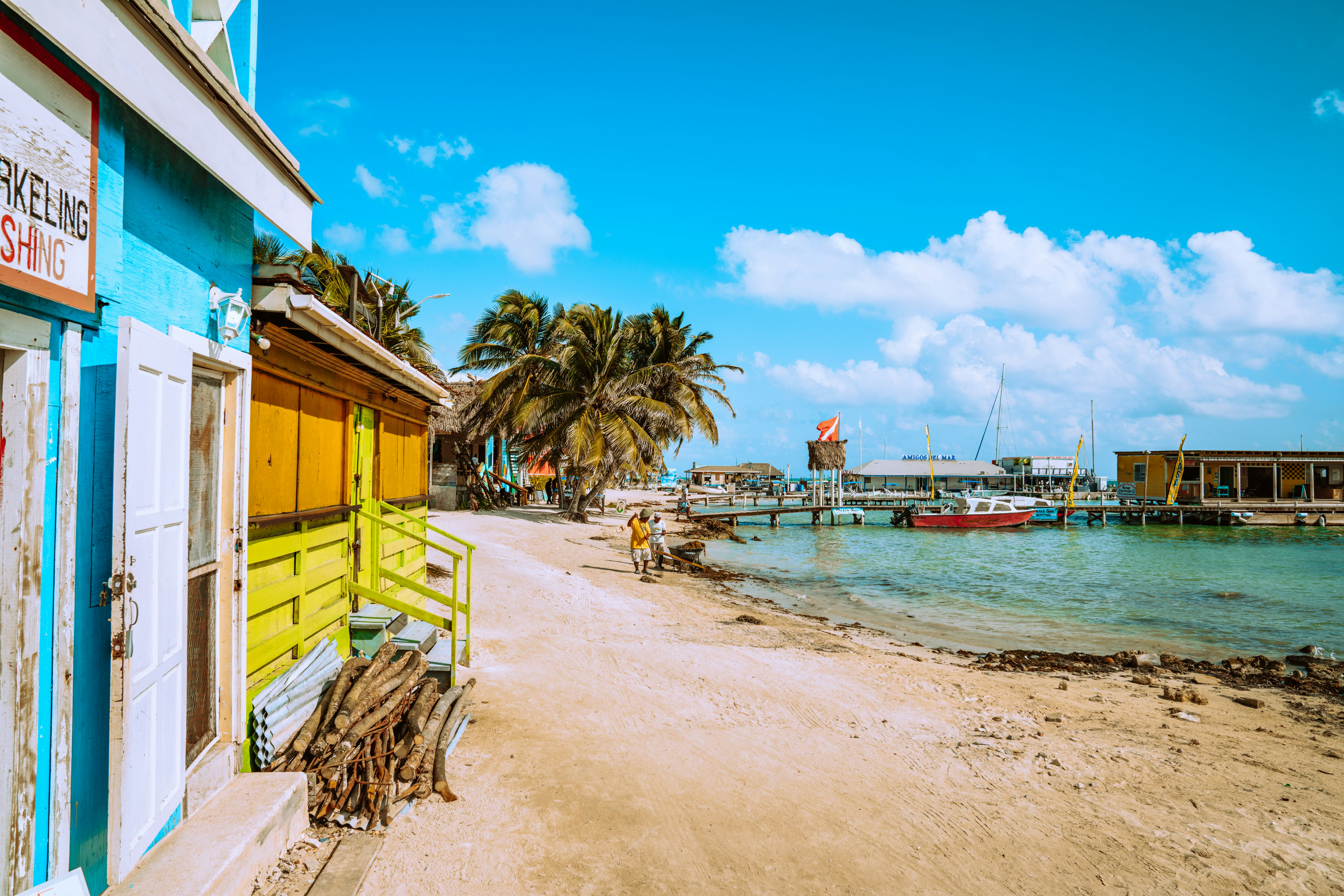 View of the beach from 'Scuba Steve' dive shop on Ambergris Caye.