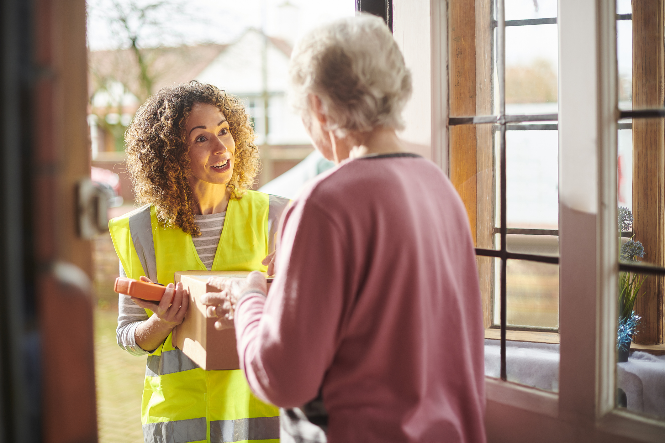 Summer parcel delivery at home door