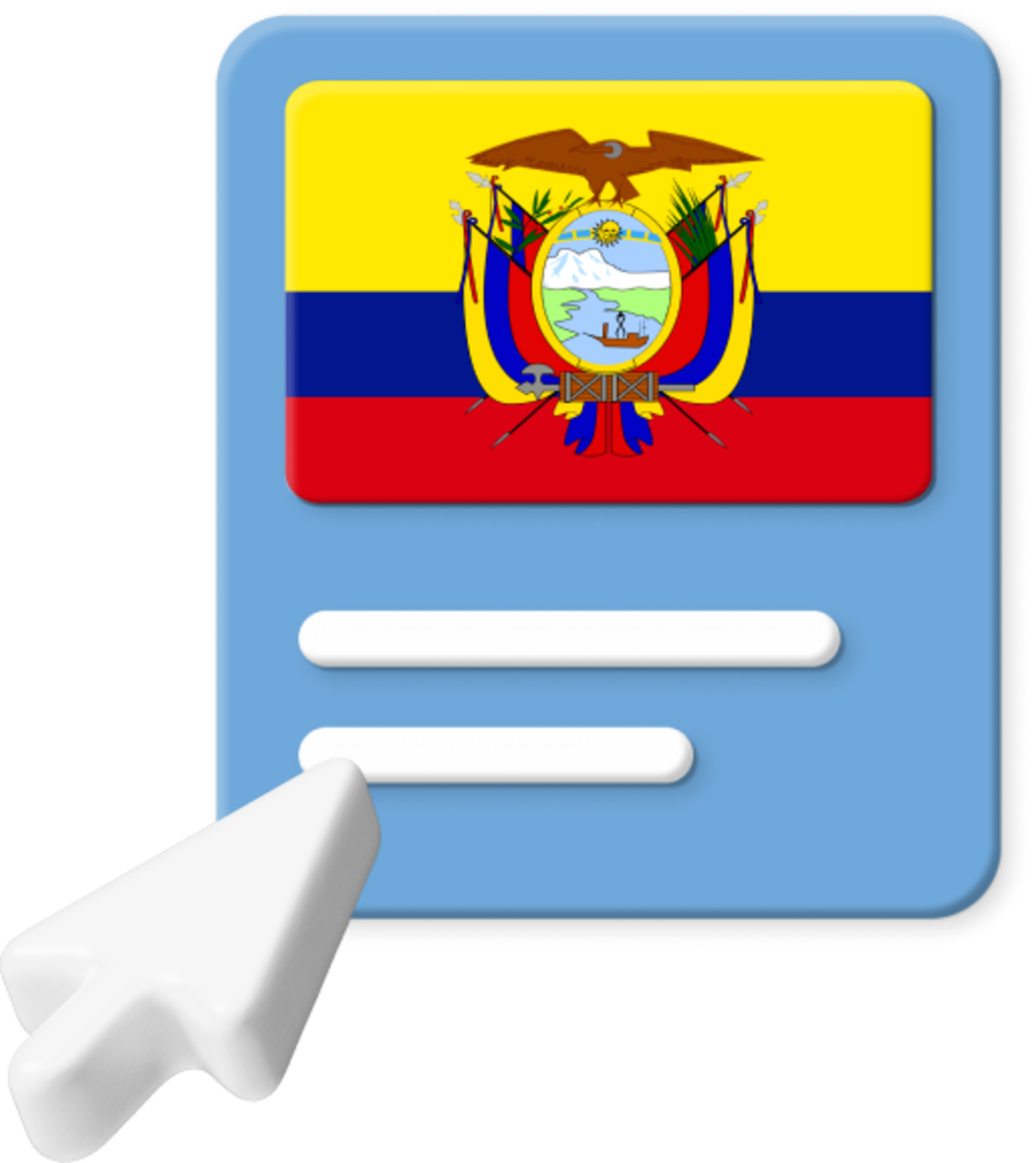 Ecuador flag on web page graphic.