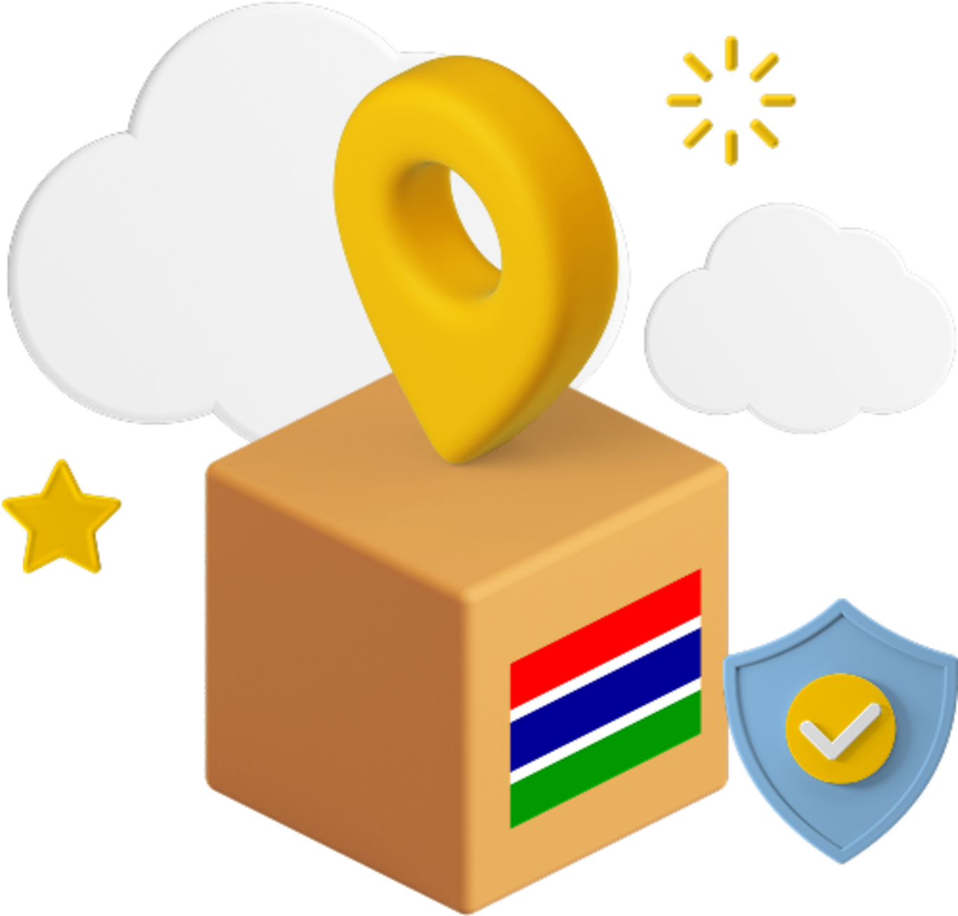 Gambia flag on parcel box graphic