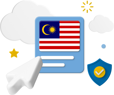 Malaysian flag with cursor and icons