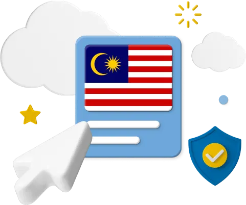Malaysian flag with cursor and icons