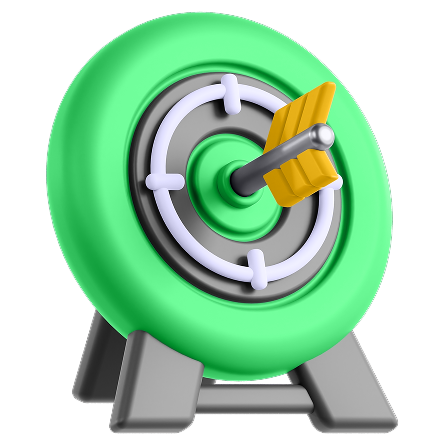 Animated green target with orange arrow in the centre