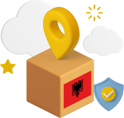 Box with Albanian flag on