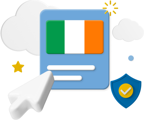 Irish flag with pointer and shield