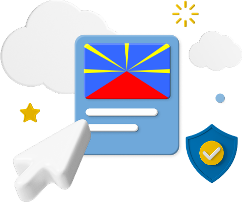 Réunion Island flag on website graphic