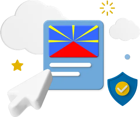 Réunion Island flag on website graphic