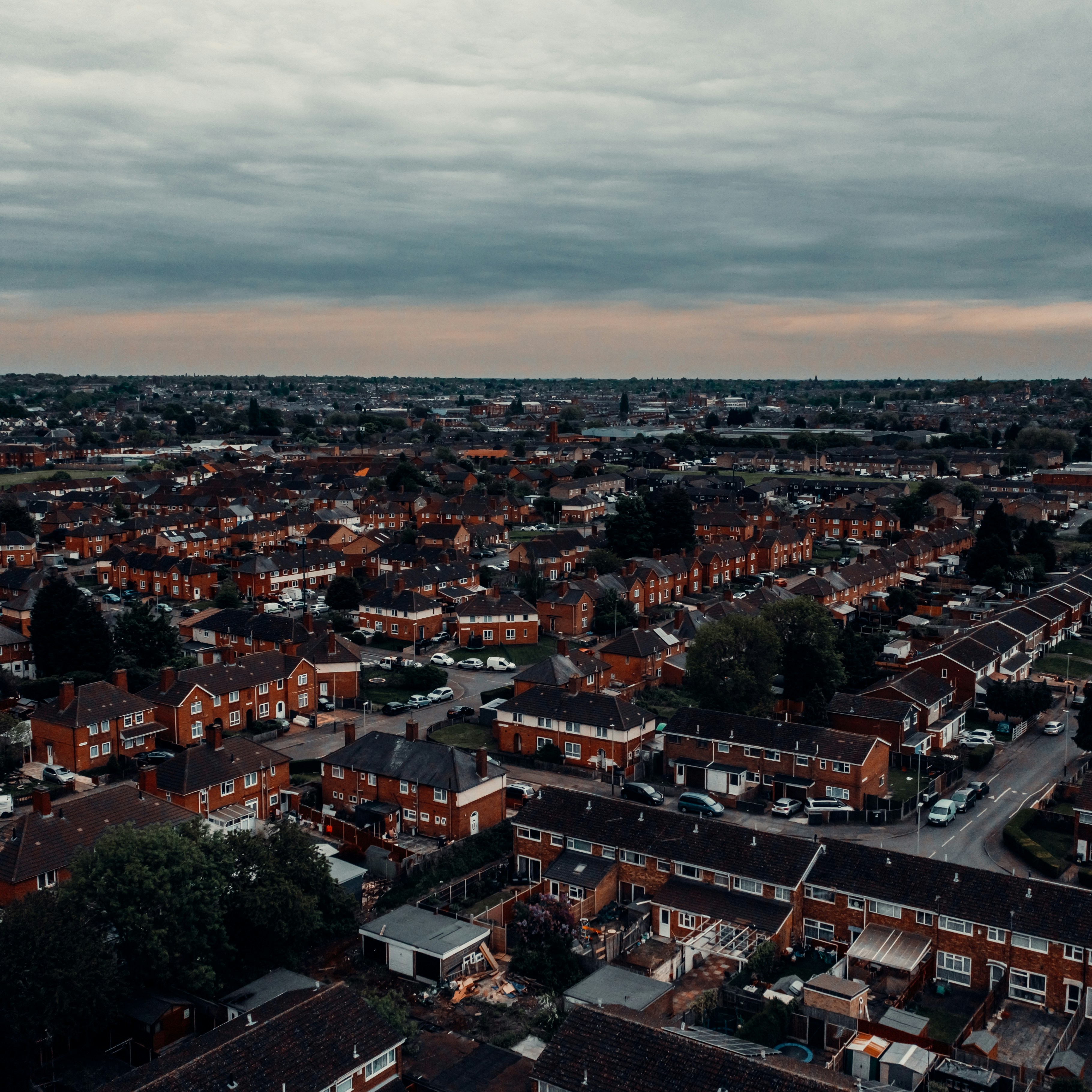 Birds eye view of leicester and skyline