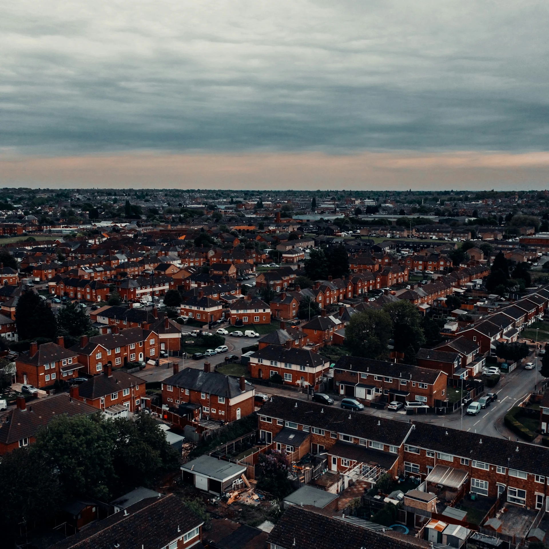 Birds eye view of leicester and skyline