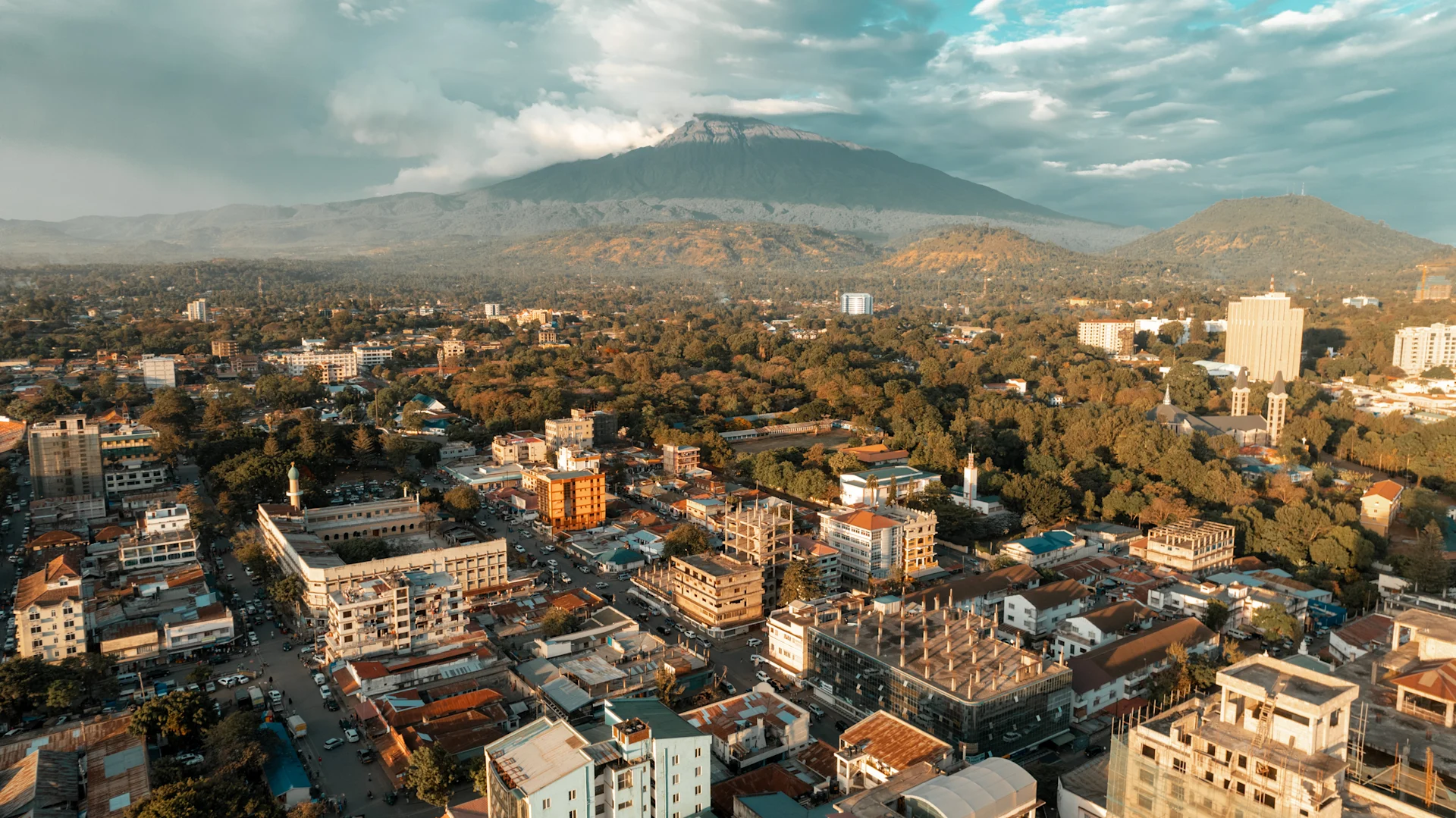 Aerial view of Mount Meru.