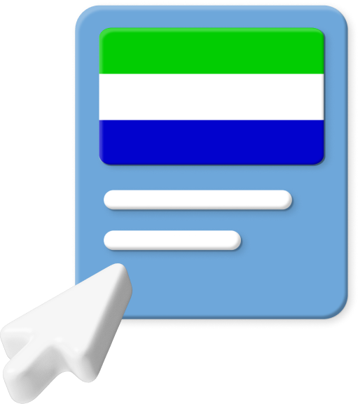 Sierra Leone flag in box with cursor graphic