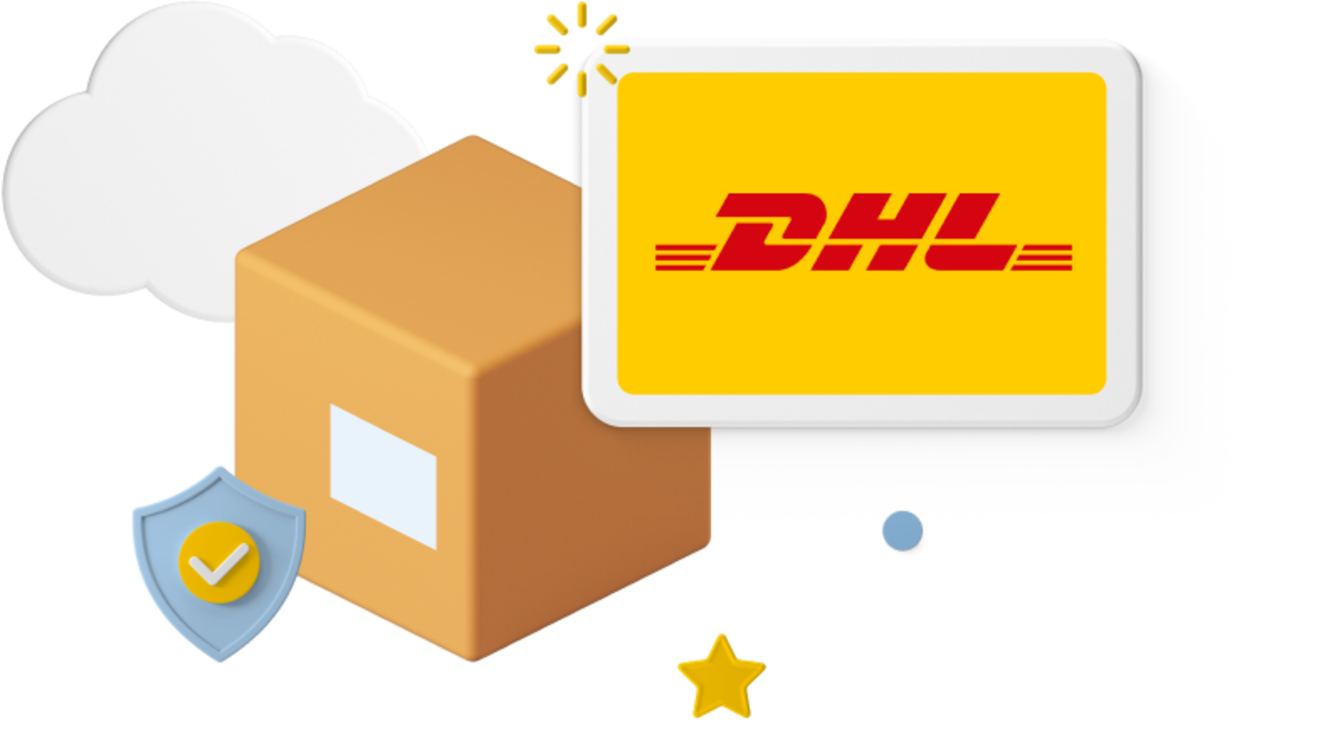Box with DHL logo on top right