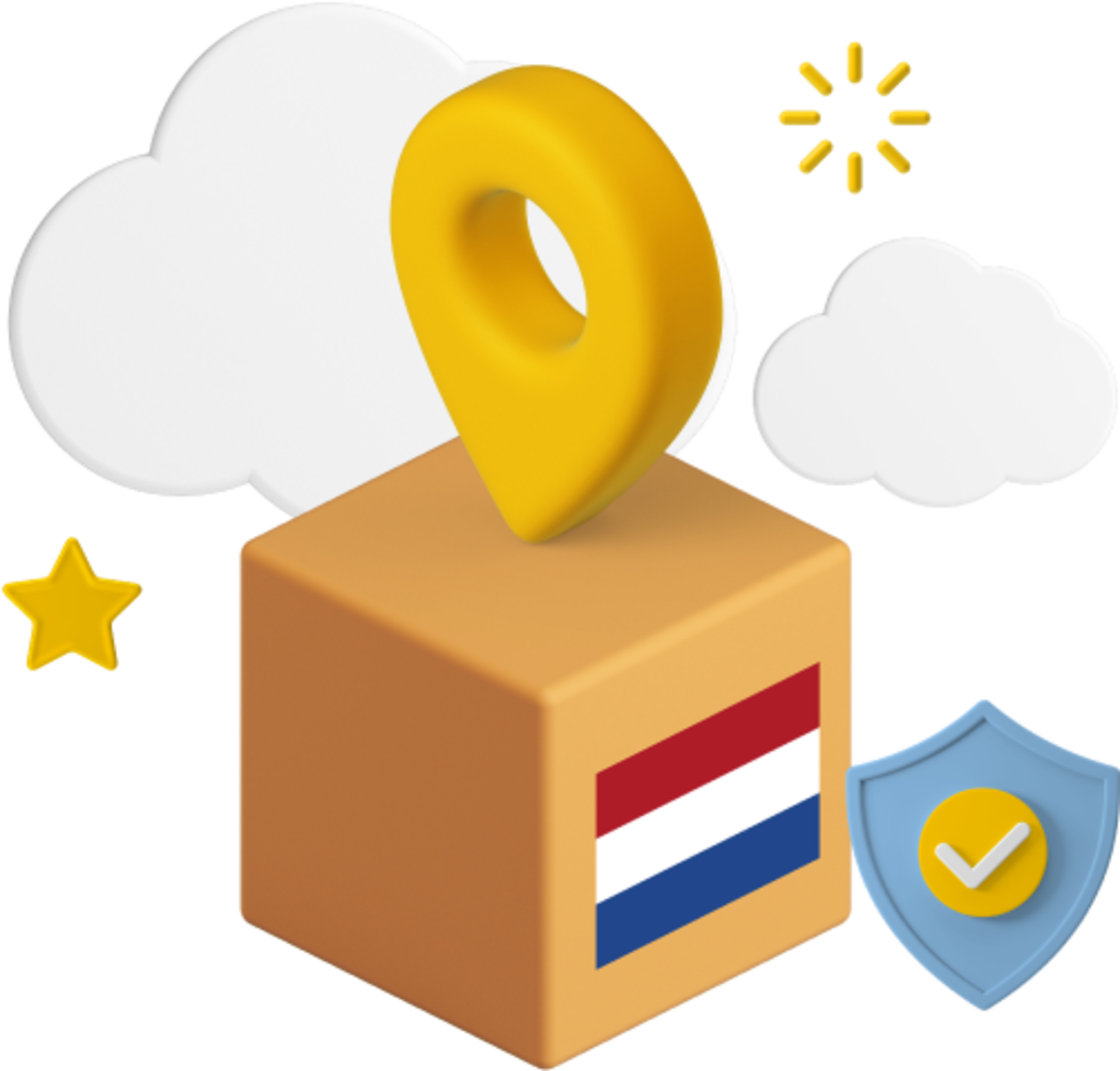 Box with Netherlands flag on