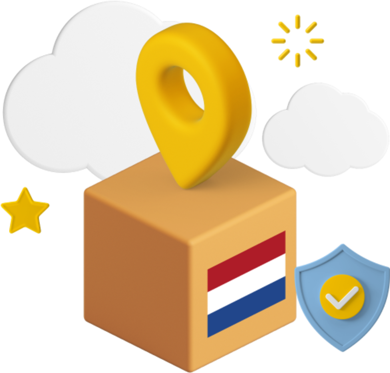 Box with Netherlands flag on