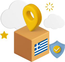 Box with Greek flag on