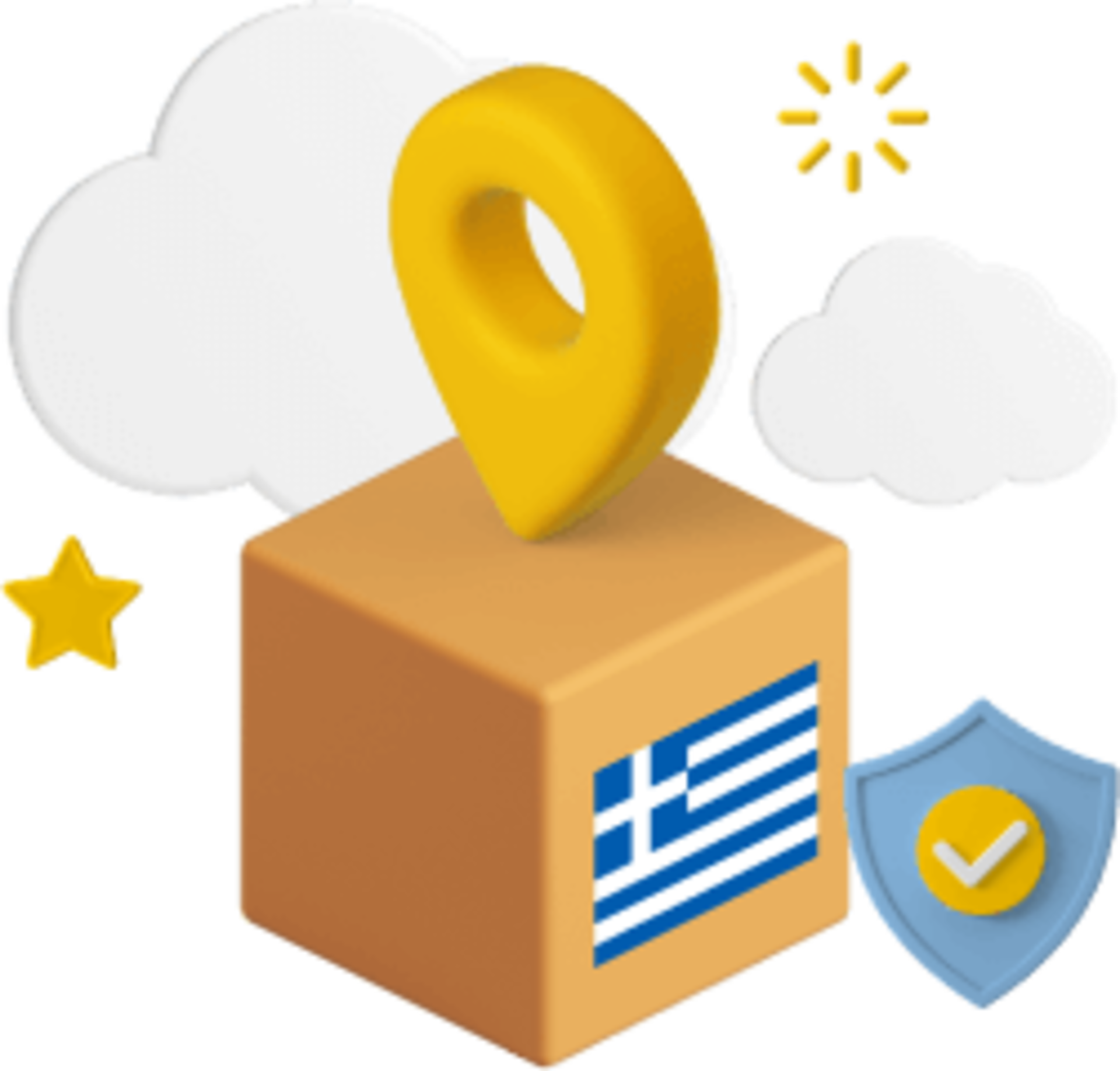 Box with Greek flag on