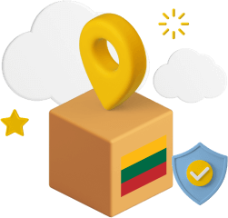 Box with Lithuanian flag on