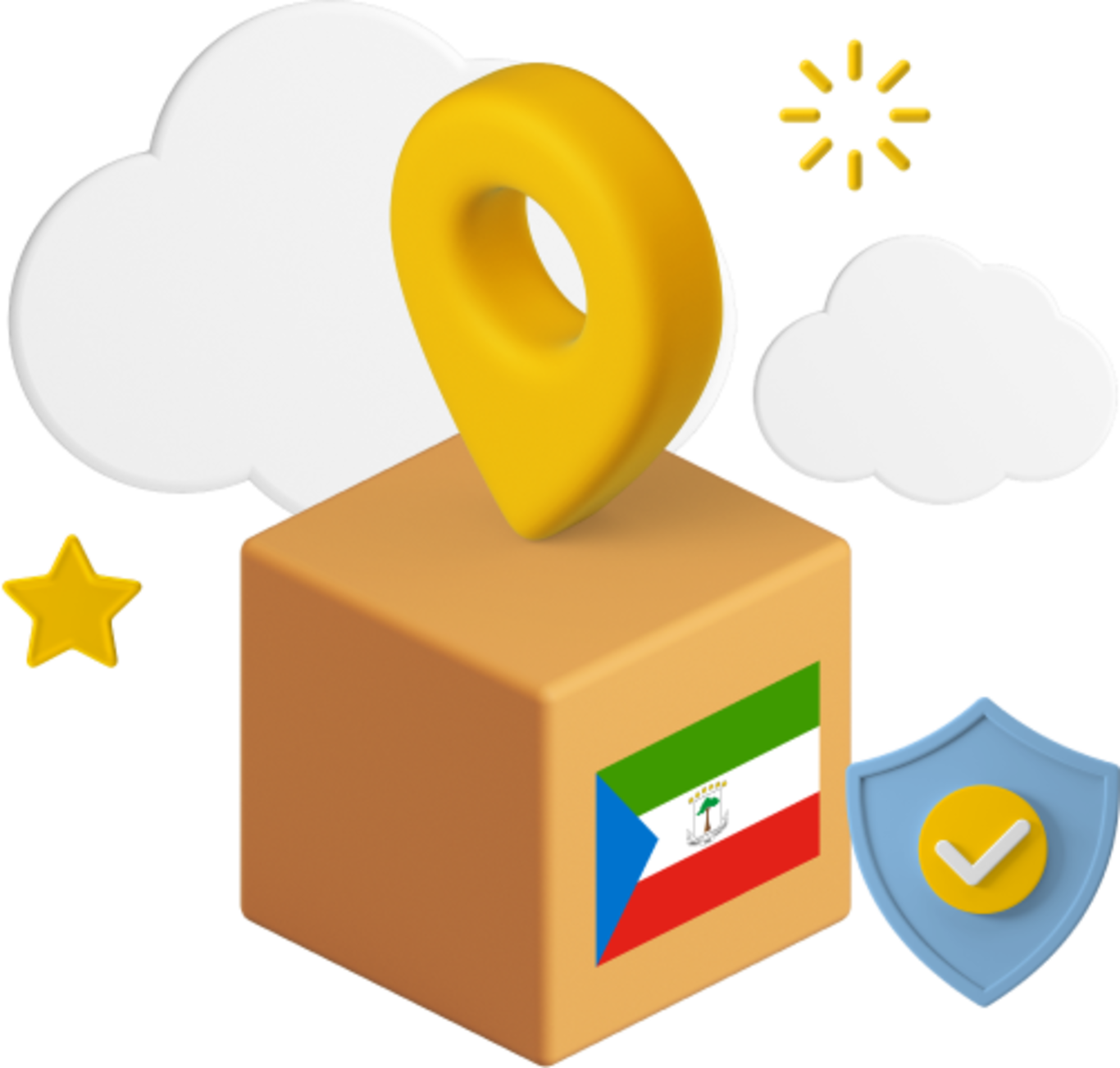 Equatorial Guinea flag on parcel box graphic