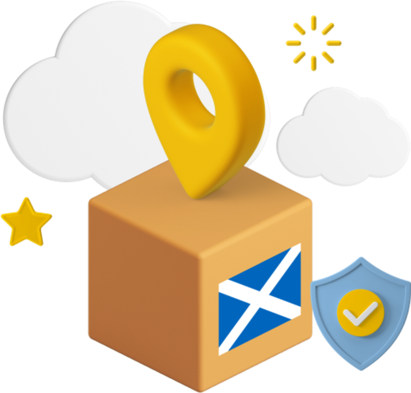 Scotland flag on parcel box graphic