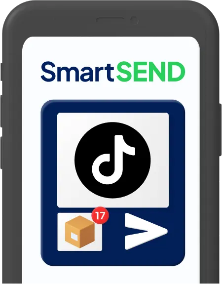 Smart Send and TikTok on mobile phone graphic