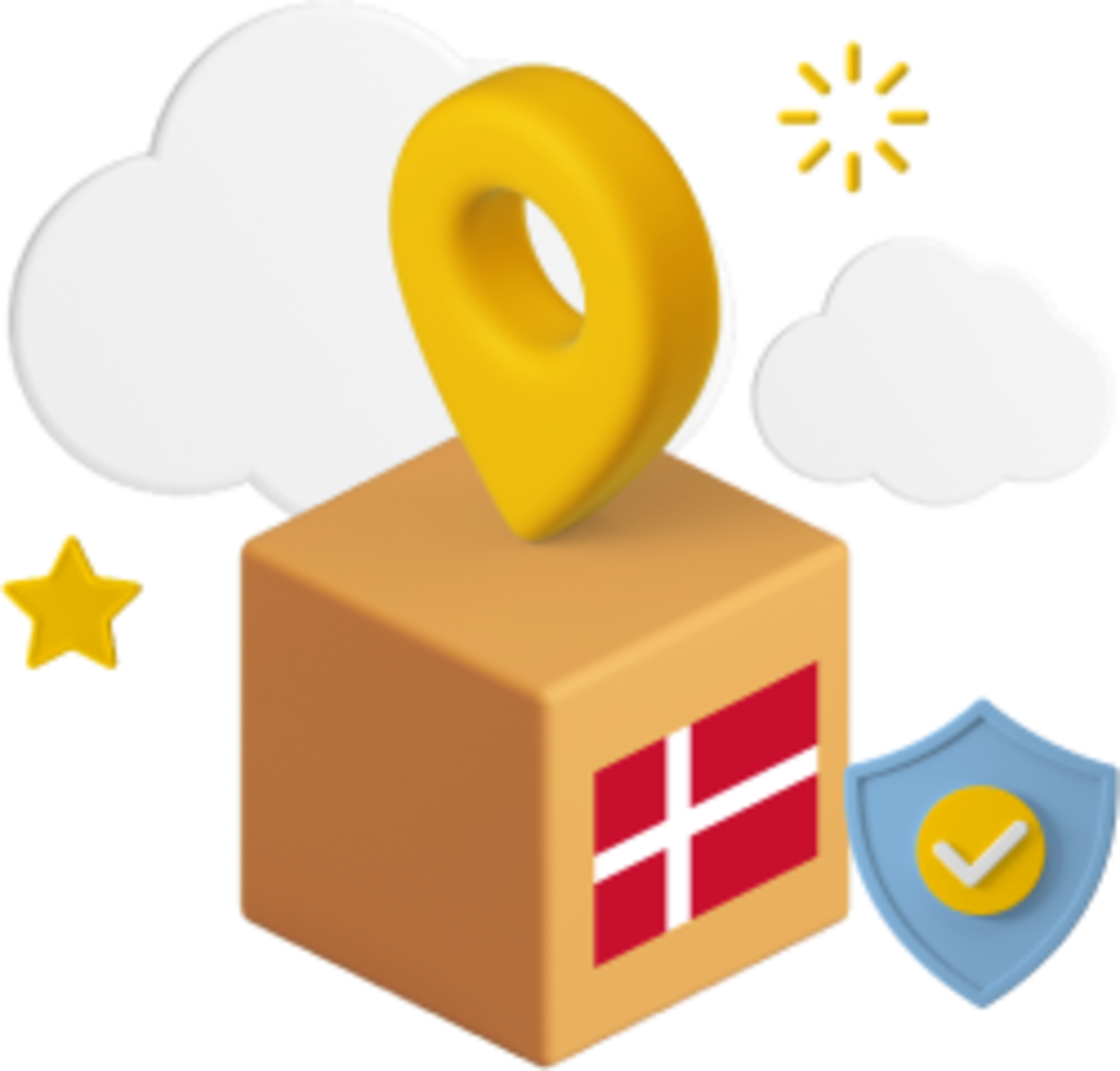 Box with Danish flag on