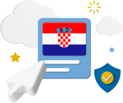 Croatian flag with pointer and shield icon