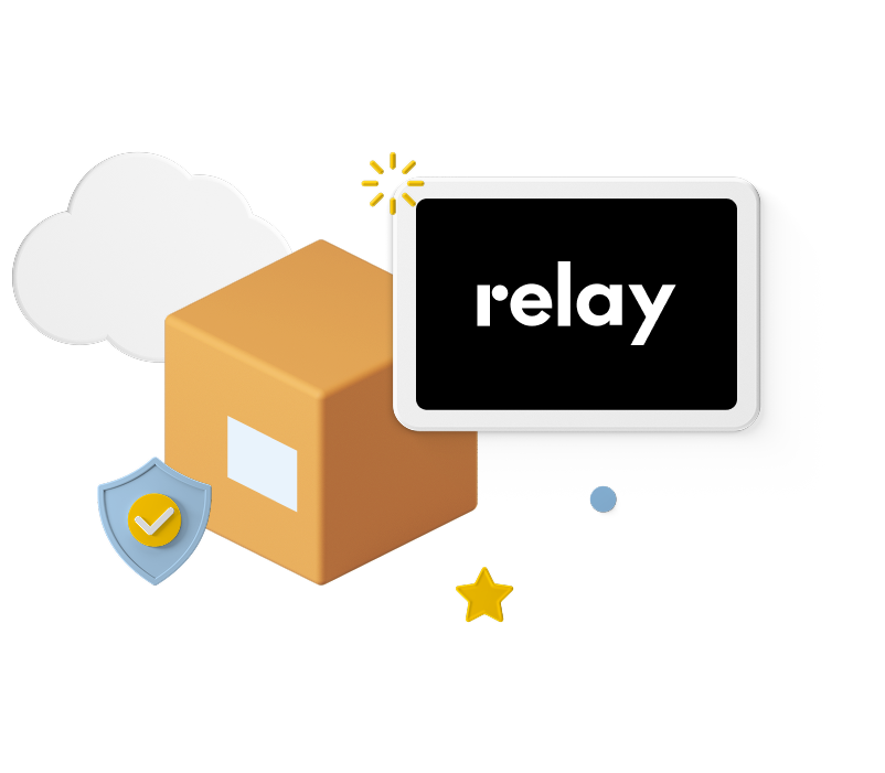 Relay Courier Logo in Parcel Graphic