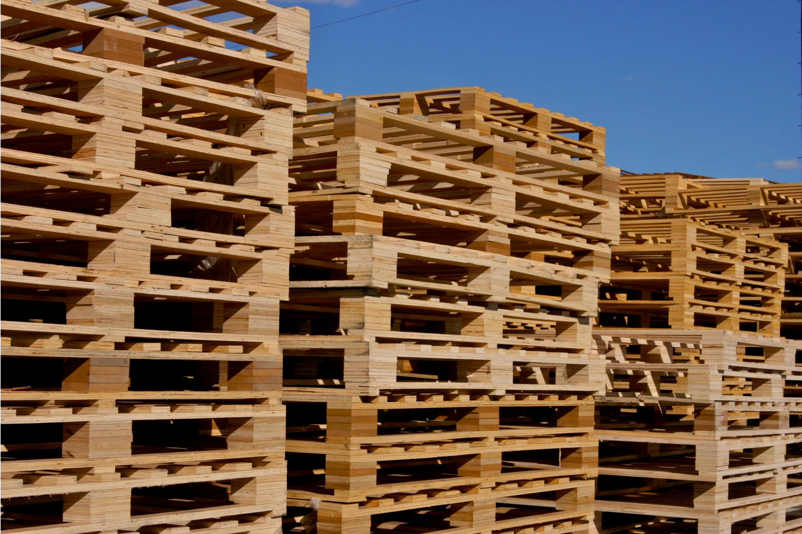 Pallets stacked outside